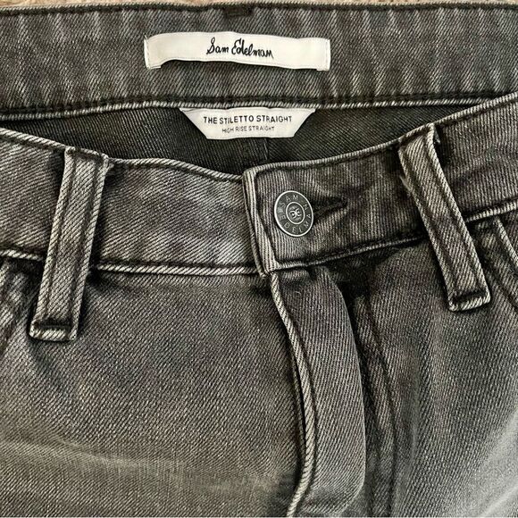 Sam Edelman Black Distressed Straight Leg High Rise Denim Jeans SZ 10/30 BNWT - Picture 6 of 16